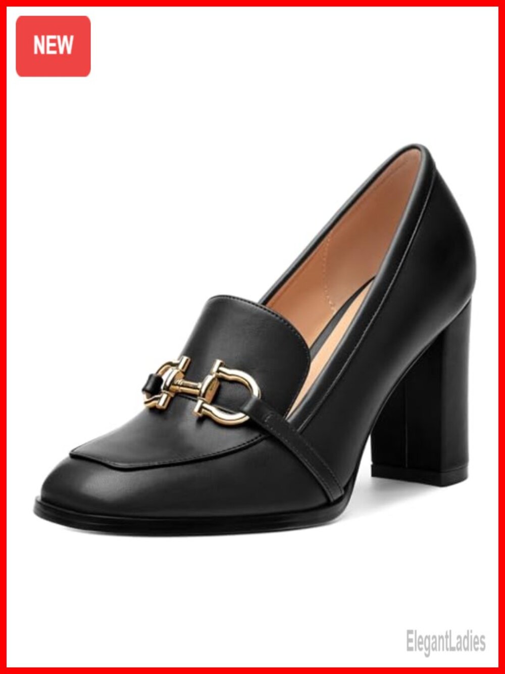 Women's Square Toe Loafers High Heel Pumps Metal Buckle Party Dress Wedding